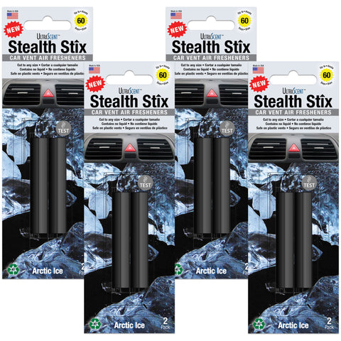 Stealth Stix, Car Air Freshener, Long Lasting Vent Clip Freshener, Arctic Ice Scent, 4-Pack (2 per pack)