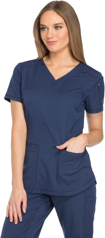 Dickies V-Neck Scrub Top for Women, Dynamix Athletic-Inspired Scrub Top, Navy, Extra Large