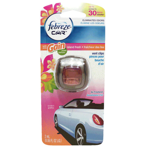 Febreze Scented gain Vent Clip Automotive Air Freshener & Odor Eliminator,Island refresh
