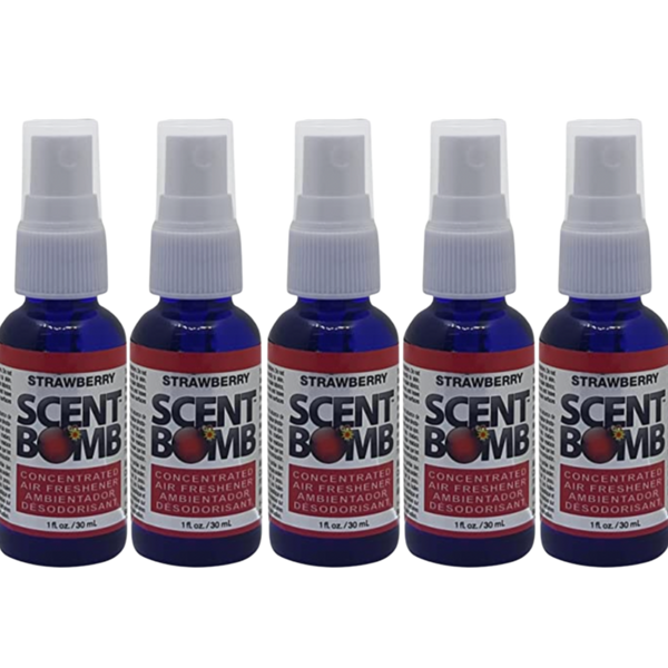 Scent Bomb Air Freshener Spray, 100 % Oil Based Concentrated Air Freshener, Air Freshener Spray for Car, Room, Bathroom and Odor Eliminator, Strawberry, 5 Pack