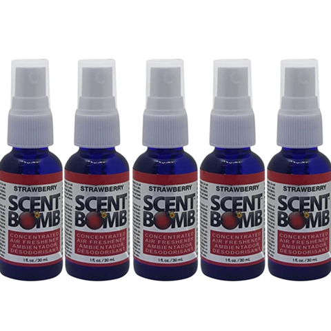 Scent Bomb Air Freshener Spray, 100 % Oil Based Concentrated Air Freshener, Air Freshener Spray for Car, Room, Bathroom and Odor Eliminator, Strawberry, 5 Pack