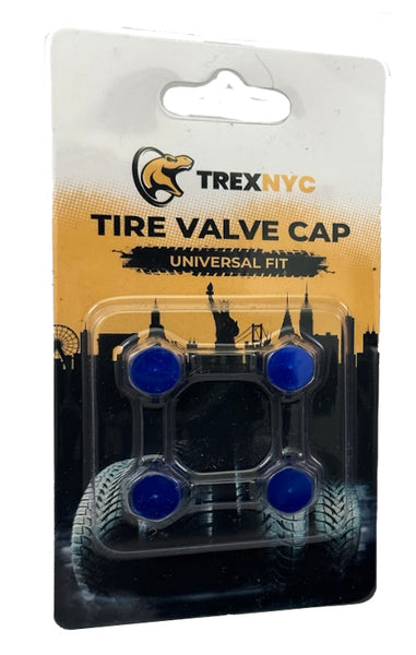 TrexNYC Tire Valve Caps, Universal Stem Covers for Cars, SUVs, Bike, Trucks, Motorcycles, Heavy-Duty and Easy-Grip Use, 4 Pieces, Blue