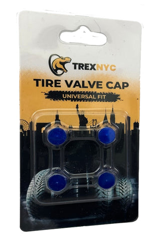 TrexNYC Tire Valve Caps, Universal Stem Covers for Cars, SUVs, Bike, Trucks, Motorcycles, Heavy-Duty and Easy-Grip Use, 4 Pieces, Blue