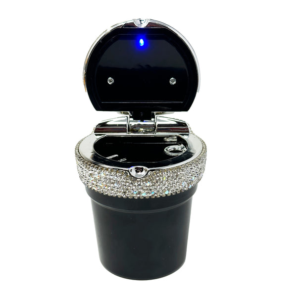 TrexNYC Car Ashtray Exclusive Bling with Blue LED Light and Portable Ashtray Design - Ideal for Car, Home, and Office.