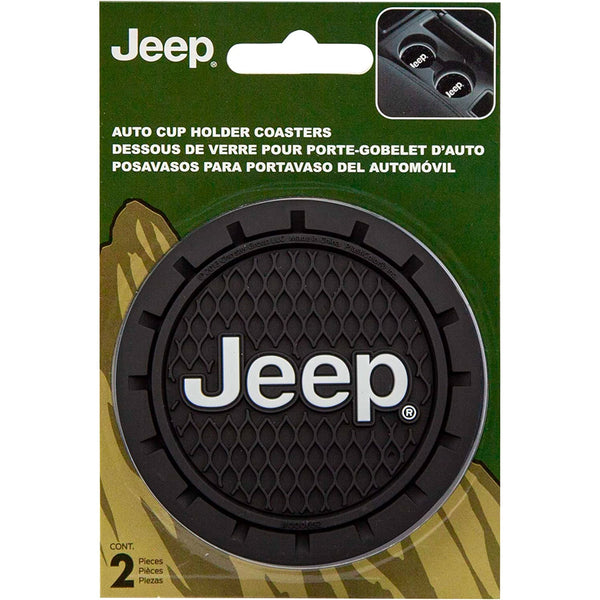 Plasticolor Jeep Car Coaster, 2x Cupholder Coasters with the Jeep Logo