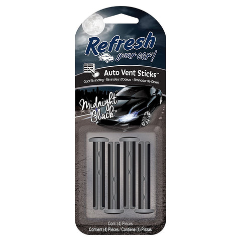 Refresh Auto Vent Sticks Car Air Freshener, Midnight Black Scent