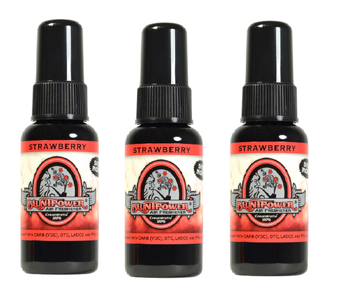 Blunt Power Air Freshener Spray, Oil Based Concentrated Air Freshener and Oil Diffuser, Air Freshener Spray for Car, Room, Bathroom, Odor Eliminator and Room Deodorizer, Strawberry, 1.5 oz, 3 Pack