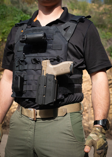 Orpaz T40 Security 9 Holster with Light compatible with Ruger Security 9 Holster with Light, Left Handed Large Pistol Lights, MOLLE Attachment