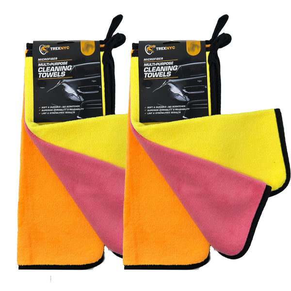 TrexNYC Microfiber Cleaning Towels, Soft & Durable Cleaning Towel - No Scratches, Superior Durability - Ideal for Cars and Housekeeping, 3 Count, 2 Packs