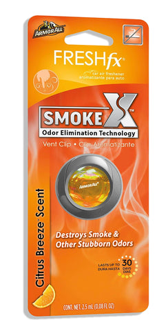 Armor All Smoke X Car Air Freshener and Odor Eliminator Vent Clip, Citrus Breeze Scent