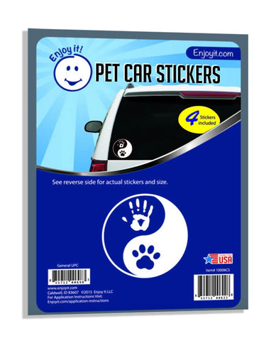 Enjoy It! Yin Yang Hand and Paw Car Stickers, Outdoor Rated Vinyl Sticker Decals, 4 Stickers