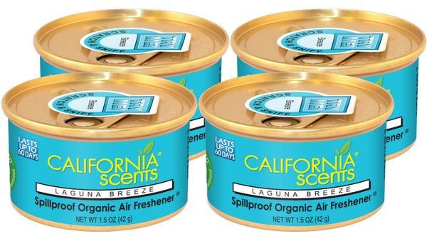 California Scents Organic Car Can Spill Proof Air Fresheners Laguna Breeze (Pack of 4)