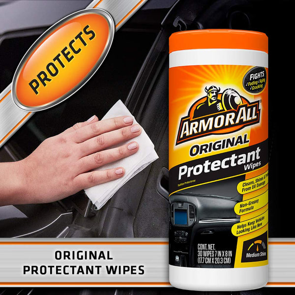Armor All Protectant, Glass and Cleaning Wipes, 30 Count Each (Pack of 3)