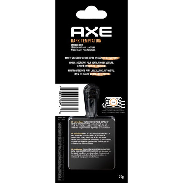 AXE Air Freshener Mini Vent Clip, Odor Eliminator, Air Purifier Provides A Long Lasting Scent, Dark Temptation