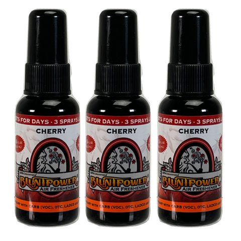 Blunt Power Air Freshener Spray, Oil Based Concentrated Air Freshener and Oil Diffuser, Air Freshener Spray for Car, Room, Bathroom, Odor Eliminator and Room Deodorizer, Cherry, 1.5 oz, 3 Pack