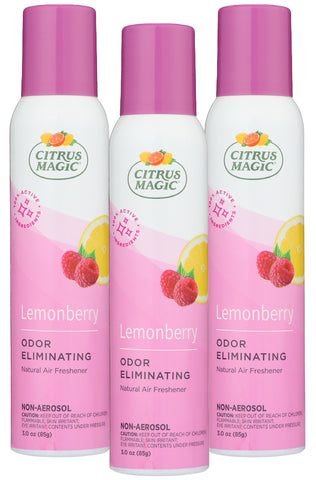 Citrus Magic Natural Odor Eliminating Air Freshener Spray, 100 % Natural Citrus Oils, Lemon Berry, 3- Ounce, 3 Pack