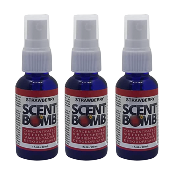 Scent Bomb Air Freshener Spray, 100 % Oil Based Concentrated Air Freshener, Air Freshener Spray for Car, Room, Bathroom and Odor Eliminator, Strawberry, 3 Pack