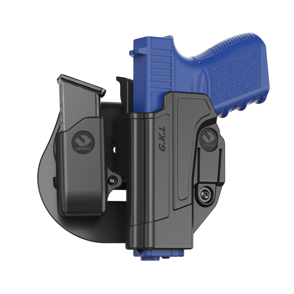 Orpaz Holster with Glock 17 Magazine Pouch Left Handed, Level II OWB Paddle Holster