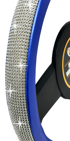 TrexNYC Rhinestone Steering Wheel Cover: Sparkling Rhinestone and Bling Steering Wheel Cover for Women, Blue