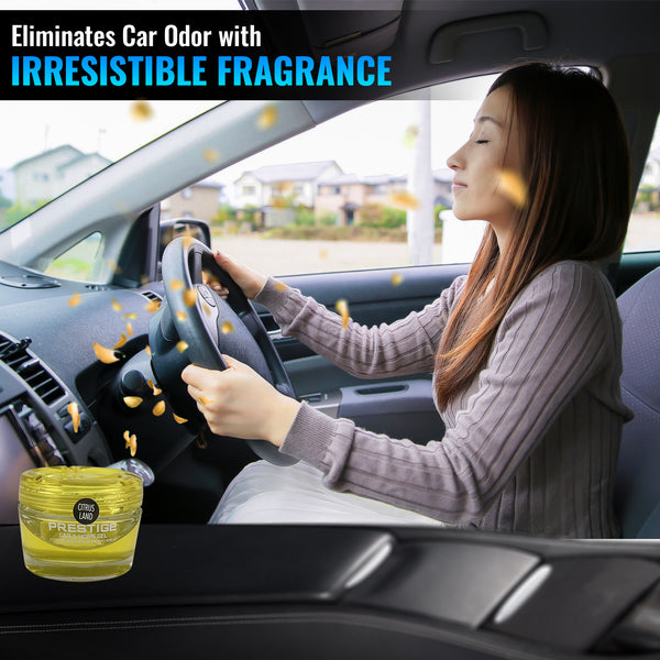 Tasotti Car Perfume Air Freshener, Car and Home Gel Air Freshener, Odor Eliminator and for Long-lasting Fragrance up to 75 days, Prestige Car Concentrated Perfume Collection, Citrusland