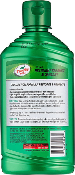 Turtle Wax Headlight Cleaner and Sealant, Headlight Cleaner Restores Dull & Yellowed Headlights- 9 oz., Green