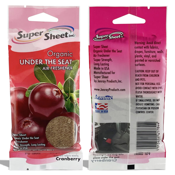 Super Sheet, Organic Under the Seat Car Air Freshener, Long Lasting Fragrance, Cranberry Scent