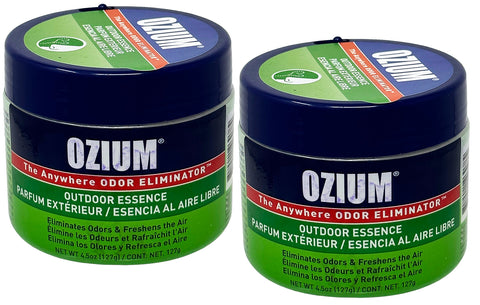Ozium Air Sanitizer 4.5 oz Gel: Odor Eliminator for Strong Odor, Car Air Freshener, Outdoor Essence, 2 Packs