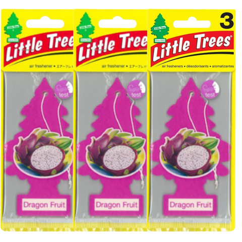 LITTLE TREES Car Air Freshener Hanging Paper Tree, Provides Long Lasting Scent for Car or Home, DRAGON FRUIT, 3 Pack