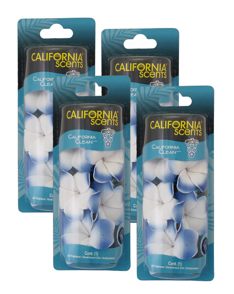 California Scents Scented Necklace in California Clean: The Perfect Lei for Your Car - Hanging Flower Air Freshener, 4 Packs