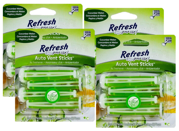 Refresh Your Car! Car Air Fresheners Vent Sticks, Odor Eliminator for Car Vent Air Freshener, Cucumber Melon, 4 Packs