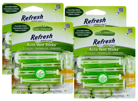 Refresh Your Car! Car Air Fresheners Vent Sticks, Odor Eliminator for Car Vent Air Freshener, Cucumber Melon, 4 Packs