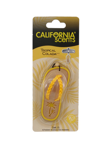 California Scents Scented Sandal Hanging Air Freshener, Tropical Colada Scent Car Air Freshener - Odor Eliminator for Strong Odor - Flip Flop Car Fresheners