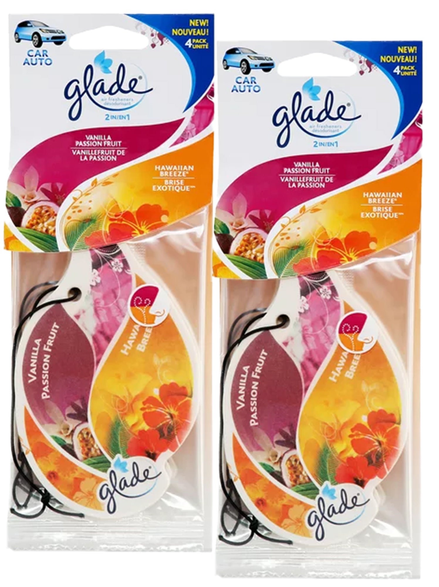 Glade Drop Shape Paper Car Fresheners, Vanilla Fruit Passion Scent