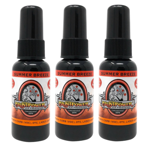 Blunt Power Air Freshener Spray, Oil Based Concentrated Air Freshener and Oil Diffuser, Air Freshener Spray for Car, Room, Bathroom, Odor Eliminator and Room Deodorizer, Summer Breeze, 1.5 oz, 3 Pack