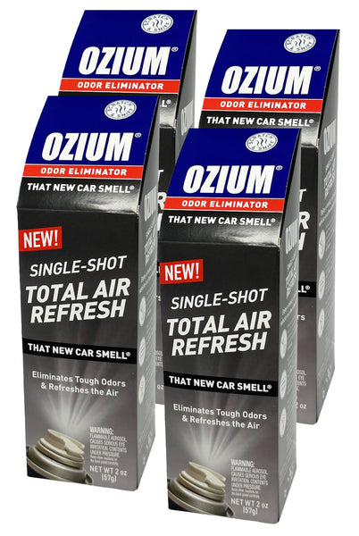 Ozium Air Sanitizer, 2 oz Car Fogger: Single-Shot Smoke Odor Eliminator & Car Air Freshener, That New Car Smell, 4 Packs