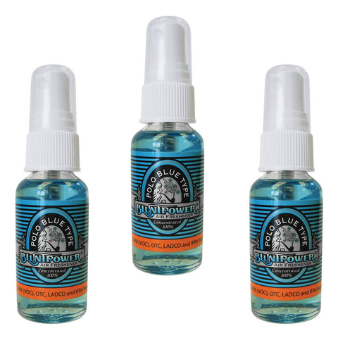 Blunt Power Oil Base Air Freshener Concentrated Spray Home Car Office Polo Blue 1oz Pack of 3