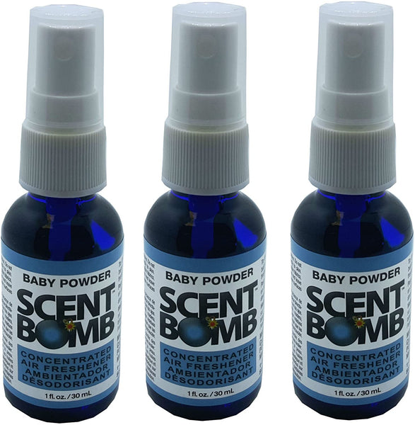 Scent Bomb Air Freshener Spray, 100 % Oil Based Concentrated Air Freshener, Air Freshener Spray for Car, Room, Bathroom and Odor Eliminator, Baby Powder, 3 Pack