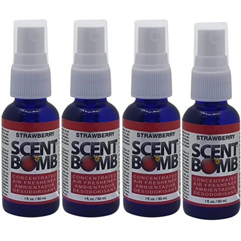 Scent Bomb Air Freshener Spray, 100 % Oil Based Concentrated Air Freshener, Air Freshener Spray for Car, Room, Bathroom and Odor Eliminator, Strawberry, 4 Pack