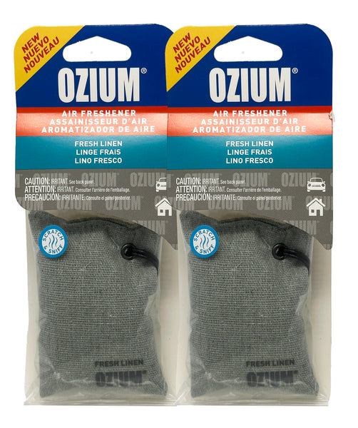 Ozium Scented Sachet Car Air Fresheners and Odor Eliminator for Car, Home Closets, Shoes, and Suitcases, Fresh Linen, 2-Packs