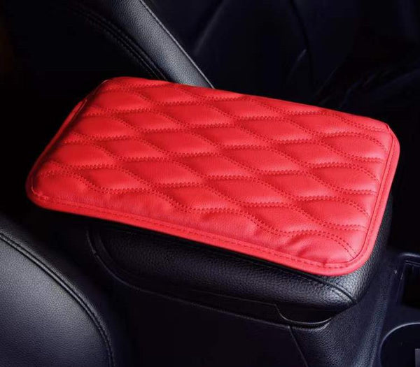 TrexNYC Armrest Cushion, Leather and Foam, Waterproof Car Armrest Cover, Protection, and Universal Interior Accessory for Car, Truck, SUV, Red