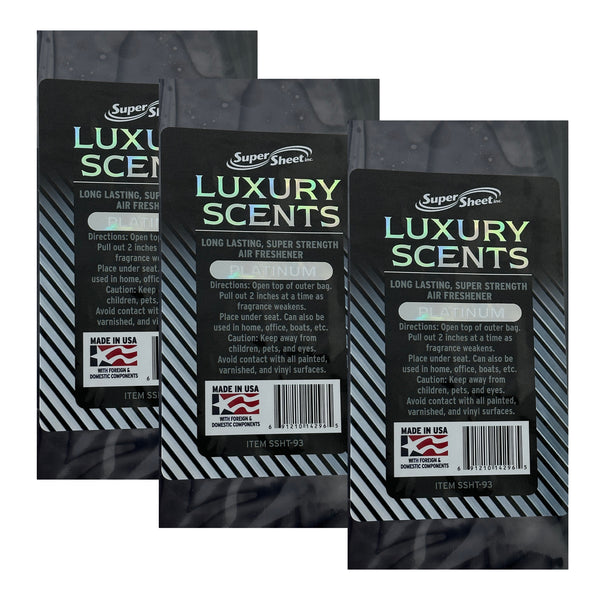 Super Sheet Under the Seat Car Air Fresheners Small Luxury Scents Platinum: The Best Car Air Freshener and Odor Eliminators - Long Lasting, Super Strength Car Fresheners, 3 Packs