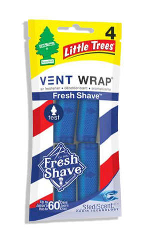 LITTLE TREES Car Air Freshener Vent Wrap, Provides Long-Lasting Scent for Car, Invisibly Fresh! Fresh Shave, 1-Pack of 4