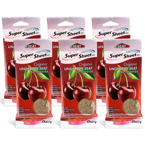 Super Sheet, Organic Under the Seat Car Air Freshener, Long Lasting Fragrance, Cherry Scent, 6 Pack