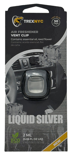 TrexNYC Car Air Fresheners Vent Clips, Essential Car Odor Eliminator, Perfect Scented Car Accessories, For Long Lasting Fragrance up to 30 days, 0.07 FL.OZ (Liquid Silver)