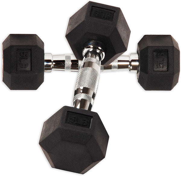 Gymnastics Power Hex Dumbbells Exercise & Fitness Weights Dumbbell for Women & Men (5 lb, Pair)
