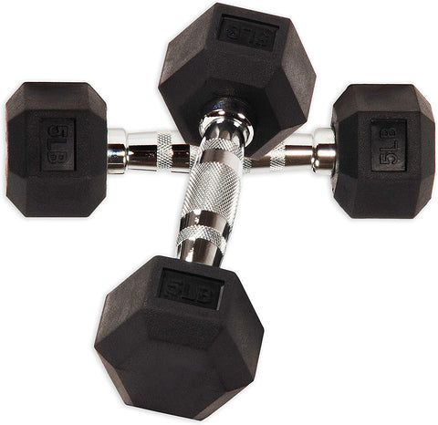 Gymnastics Power Hex Dumbbells Exercise & Fitness Weights Dumbbell for Women & Men (5 lb, Pair)