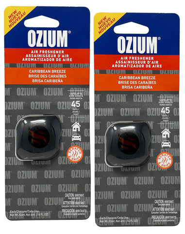 Ozium Membrane Car Vent Clip AC Air Fresheners Car Air Freshener and Car Odor Eliminator, Caribbean Breeze, 2 Packs