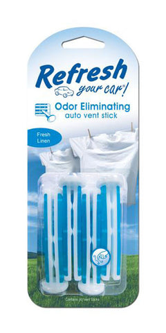 Refresh Car and Home Vent Sticks Air Freshener Odor Eliminator, Fresh Linen Scent (4 Sticks)