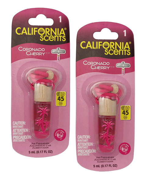 California Scents Air Fresheners Hanging Vial Necklace - Coronado Cherry Scent: Hanging Air Freshener & Odor Eliminator for Strong Odor, 2 Packs