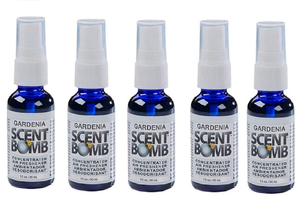 Scent Bomb Air Freshener Spray, 100 % Oil Based Concentrated Air Freshener, Air Freshener Spray for Car, Room, Bathroom and Odor Eliminator, Gardenia, 5 Pack